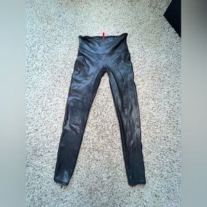 Spanx faux leather leggings, Size: L, Color: Black